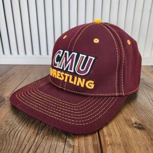 Pukka CMU Mavericks Wrestling Hat Maroon Gold Size L/XL College Sports Team Cap